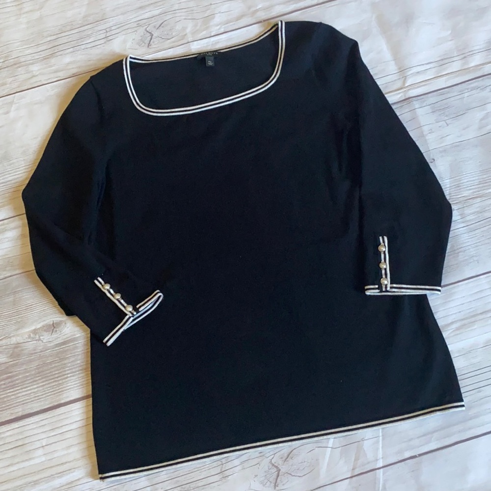 Talbots Pearl Button Sleeve Nautical Sweater Sz.MP